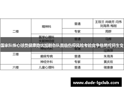国家队核心球员健康隐忧加剧各队面临伤停风险考验竞争格局或将生变 国家队核心球员健康隐忧加剧各队面临伤停风险考验竞争格局或将生变